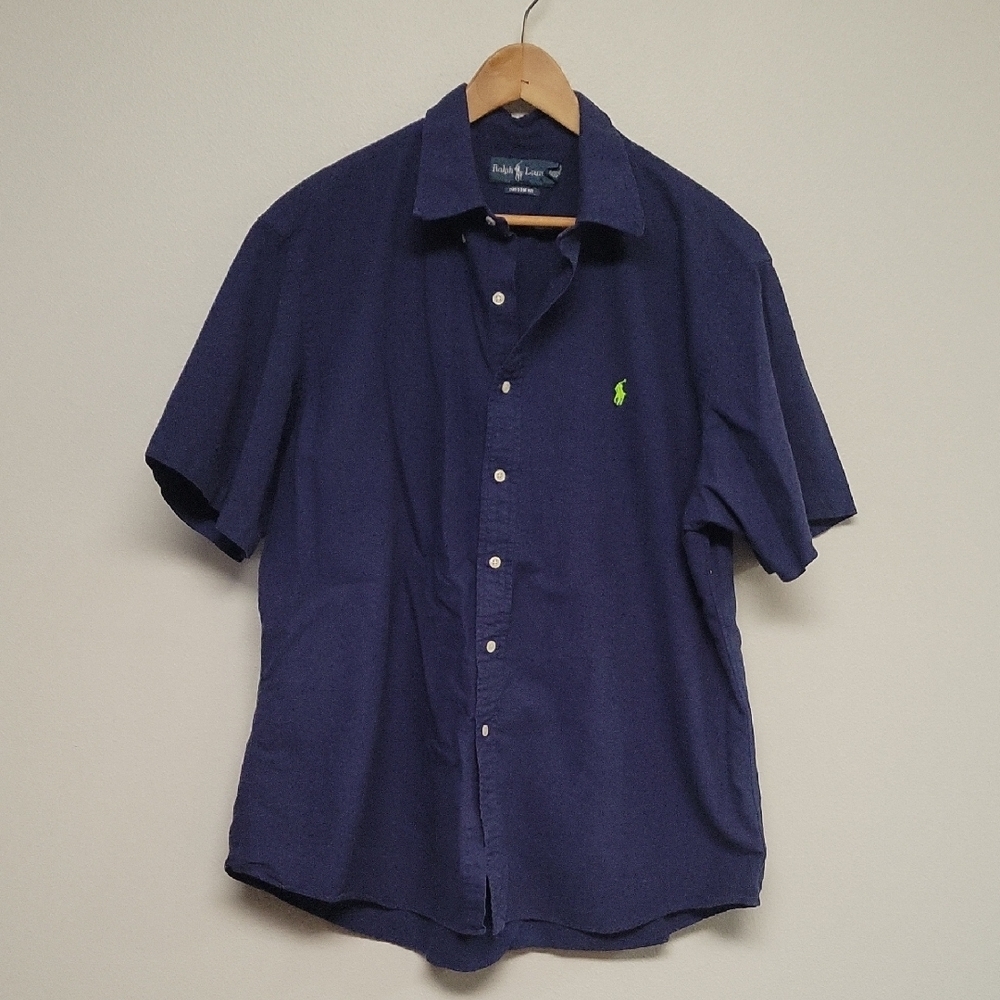 Polo by Ralph Lauren Men's Navy Blue Short-sleeve Shirt